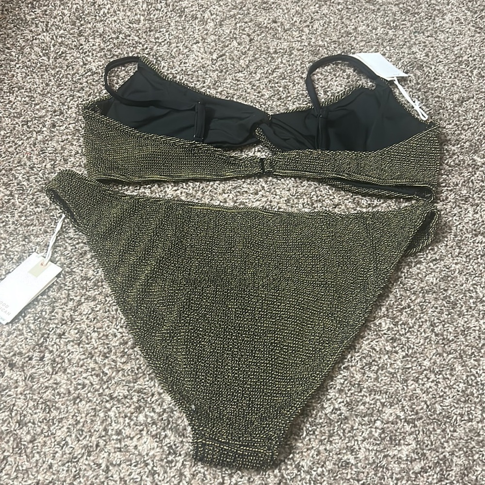NWT Good American 2 Piece Black Gold Bikini Swim Set 7/8 (4XL-5XL) - Picture 7 of 9